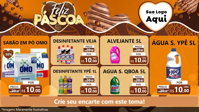 Modelo de TV para TV Horizontal com o tema Feliz Páscoa para Produtos de Limpeza