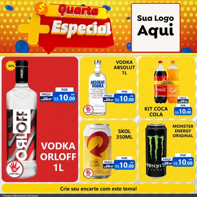 Modelo de Rede Social para Feed Facebook com o tema Quarta Mais Especial para Distribuidora de bebidas
