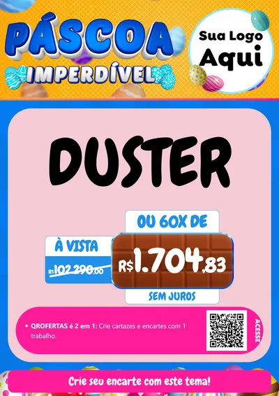Modelo de Cartaz para Cartaz A4 Vertical com o tema Páscoa Imperdível para Concessionaria de Carros