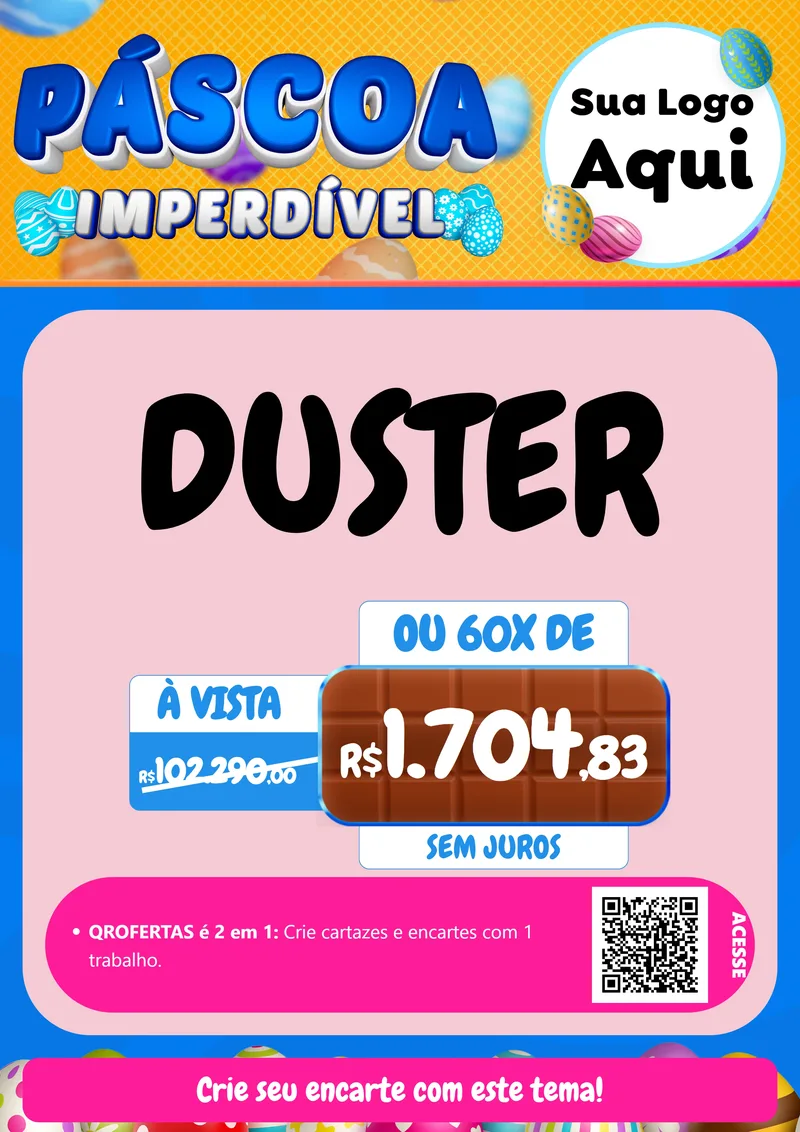 Modelo de Cartaz para Cartaz A4 Vertical com o tema Páscoa Imperdível para Concessionaria de Carros