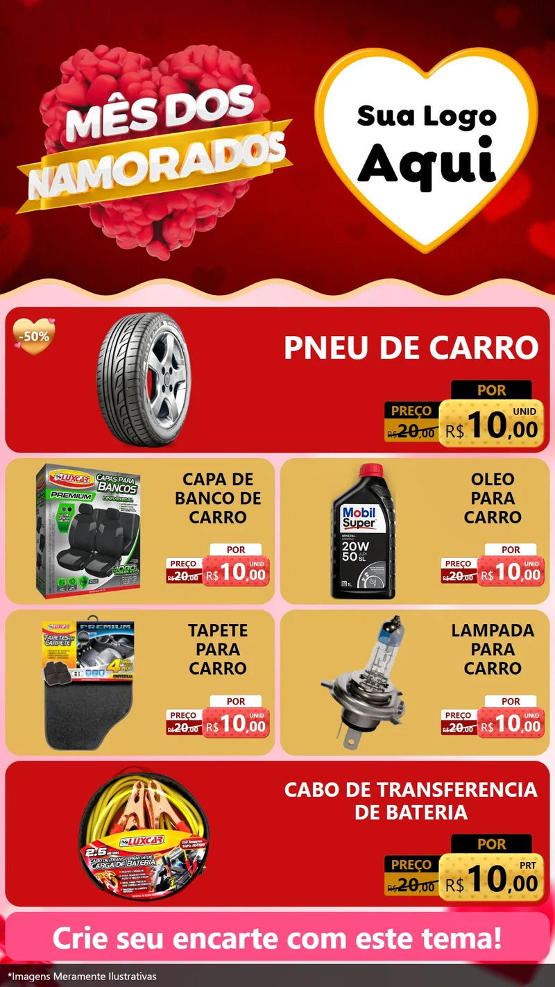 Modelo de TV para TV Vertical com o tema Mês dos Namorados para Auto peças