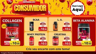 Modelo de TV para TV Horizontal com o tema Semana do Consumidor para Suplementos alimentares