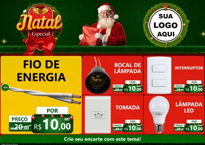 Modelo de Encarte para Encarte A4 Horizontal com o tema Natal Especial para Materiais Elétricos