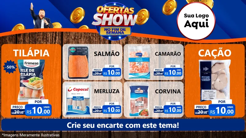 Modelo de TV para TV Horizontal com o tema Ofertas Show No Fim De Semana para Peixaria