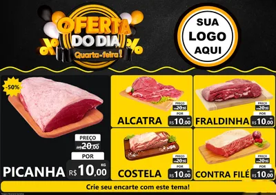 Modelo de Encarte para Encarte A4 Horizontal com o tema Oferta do Dia - Quarta Feira! para Açougue