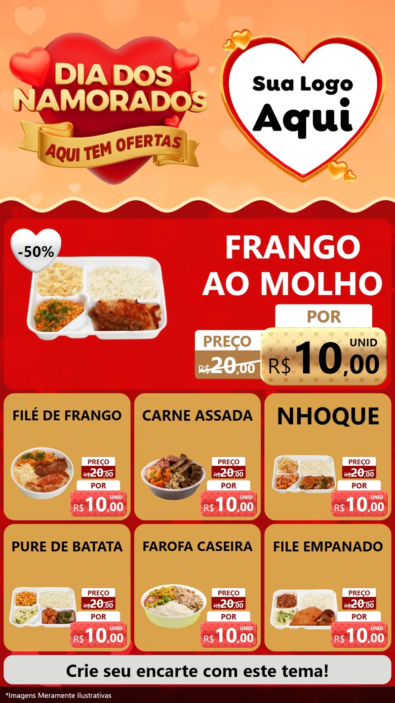 Modelo de Rede Social para Stories com o tema Dia dos Namorados - Aqui Tem Ofertas para Restaurante