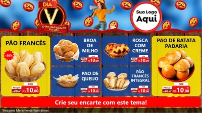 Modelo de TV para TV Horizontal com o tema Dia V - O Dia Mais Barato Do Mês para Padaria