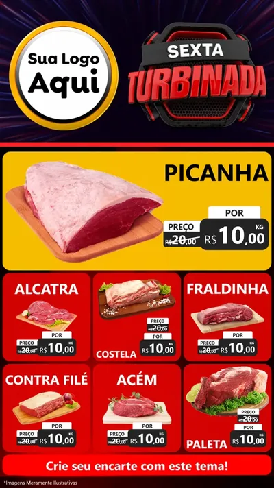 Modelo de Rede Social para Stories com o tema Sexta Turbinada para Açougue