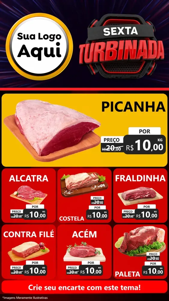Modelo de Rede Social para Stories com o tema Sexta Turbinada para Açougue