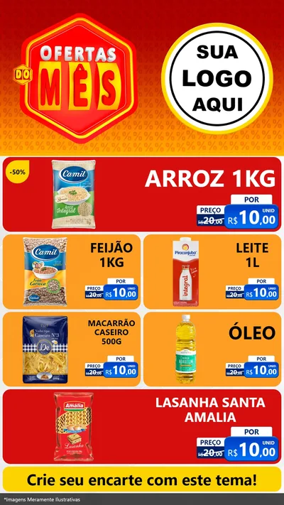 Modelo de TV para TV Vertical com o tema Ofertas do Mês para Supermercado