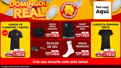 Modelo de TV para TV Horizontal com o tema Domingou do Real para Roupas e acessórios