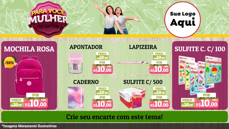 Modelo de TV para TV Horizontal com o tema Para Você Mulher para Papelaria