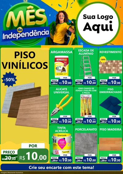Modelo de Encarte para Encarte A4 Vertical com o tema Mês da Independência para Material para Construção