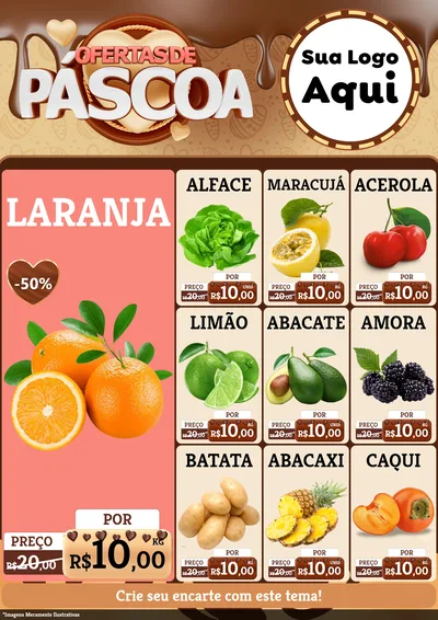 Modelo de Encarte para Encarte A4 Vertical com o tema Ofertas de Páscoa para Hortifrúti
