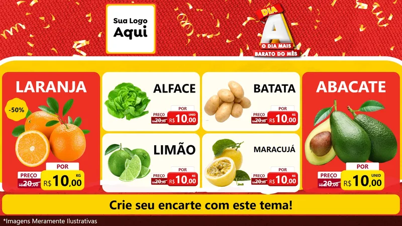 Modelo de TV para TV Horizontal com o tema Dia A o Dia Mais Barato do Mês para Hortifrúti