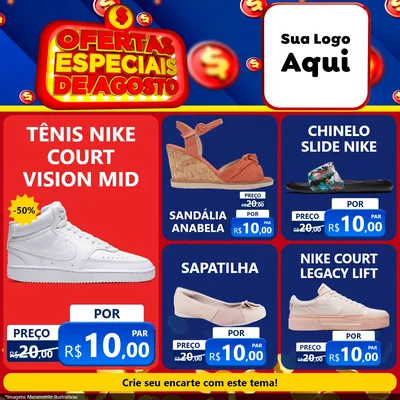 Modelo de Rede Social para Feed Facebook com o tema Ofertas Especiais de Agosto para Calçados