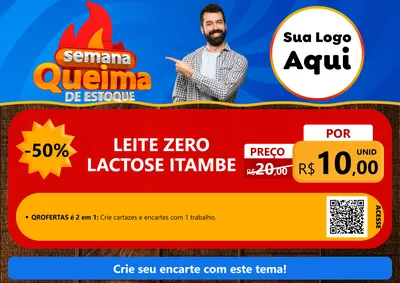Modelo de Cartaz para Cartaz A4 Horizontal com o tema Semana Queima de Estoque para Frios e Laticínios