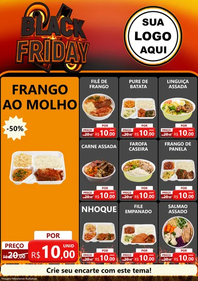 Modelo de Encarte para Encarte A4 Vertical com o tema Black Friday para Restaurante