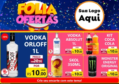 Modelo de Encarte para Encarte A4 Horizontal com o tema Folia de Ofertas para Distribuidora de bebidas