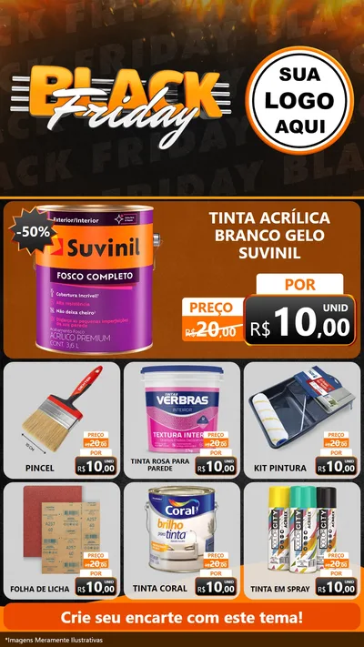 Modelo de Rede Social para Stories com o tema Black Friday para Tintas e Ferramentas