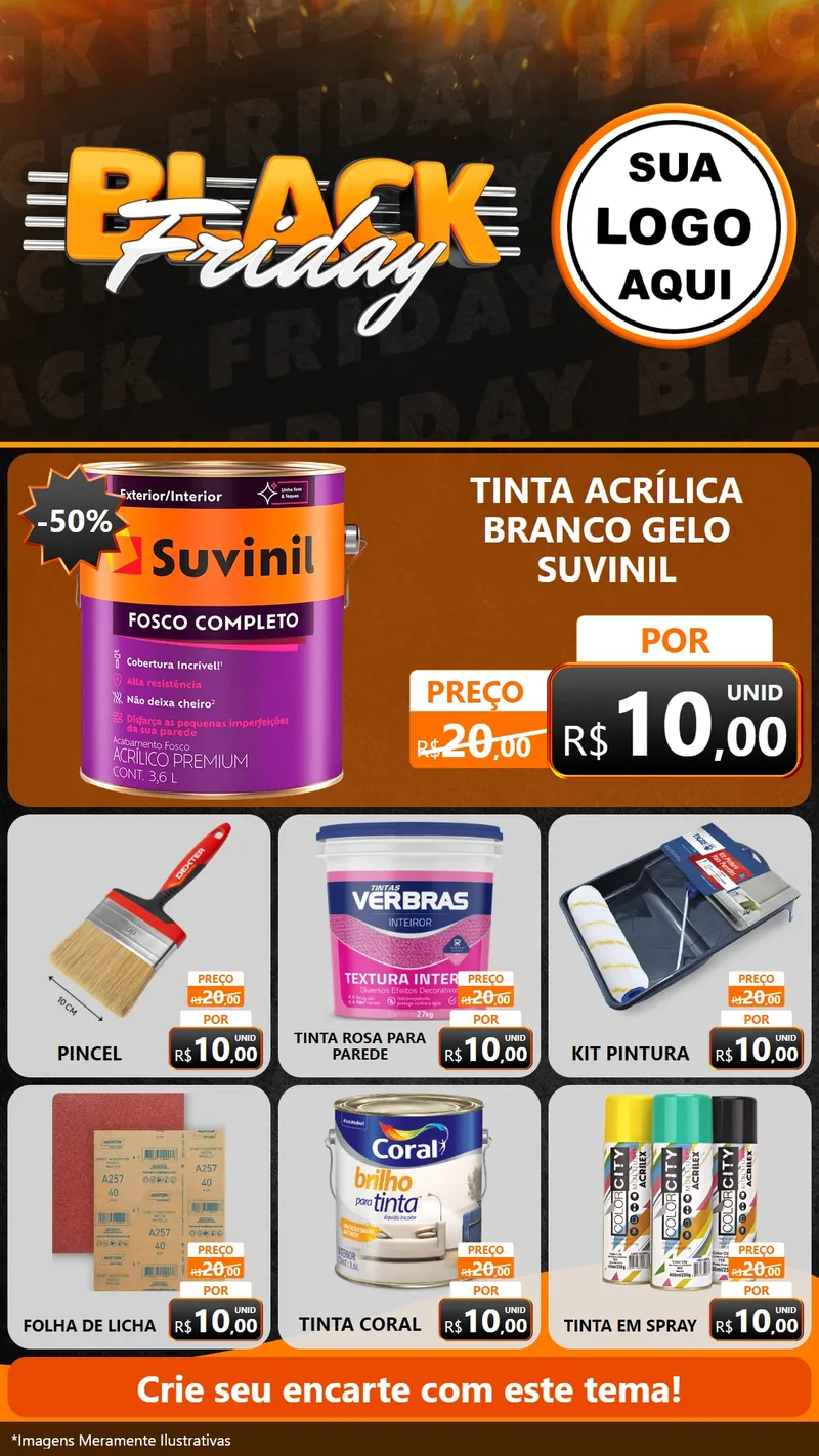 Modelo de Rede Social para Stories com o tema Black Friday para Tintas e Ferramentas