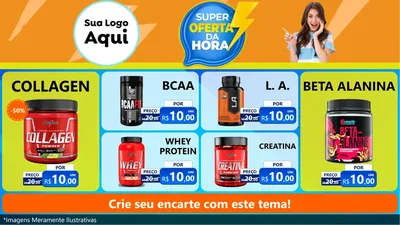 Modelo de TV para TV Horizontal com o tema Super Oferta da Hora para Suplementos alimentares