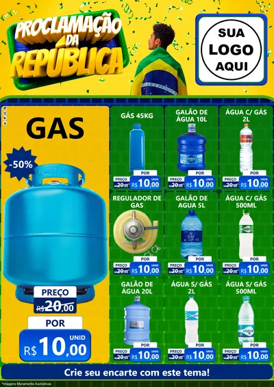 Modelo de Encarte para Encarte A4 Vertical com o tema Proclamação da República para Água e gás