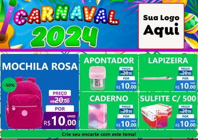 Modelo de Encarte para Encarte A4 Horizontal com o tema Carnaval 2027 para Papelaria