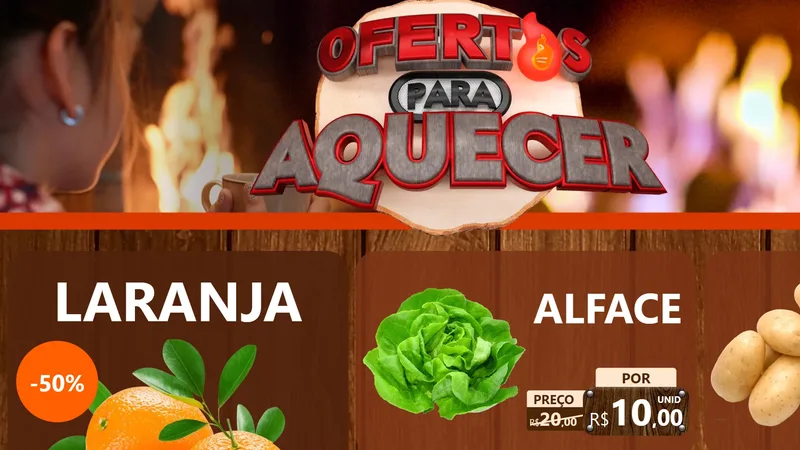 Modelo de TV para TV Horizontal com o tema Ofertas Para Aquecer para Hortifrúti