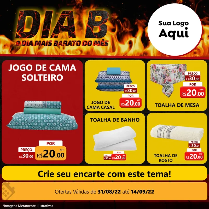 Modelo de Rede Social para Feed Facebook com o tema Dia B para Cama, Mesa e Banho