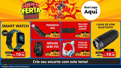 Modelo de TV para TV Horizontal com o tema Super Ofertas Julho para Informática
