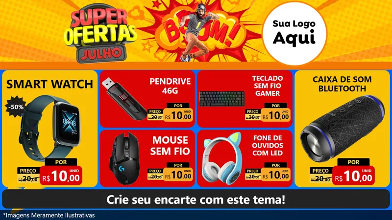 Modelo de TV para TV Horizontal com o tema Super Ofertas Julho para Informática