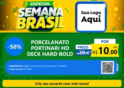 Modelo de Cartaz para Cartaz A4 Horizontal com o tema Especial Semana do Brasil para Pisos e revestimentos