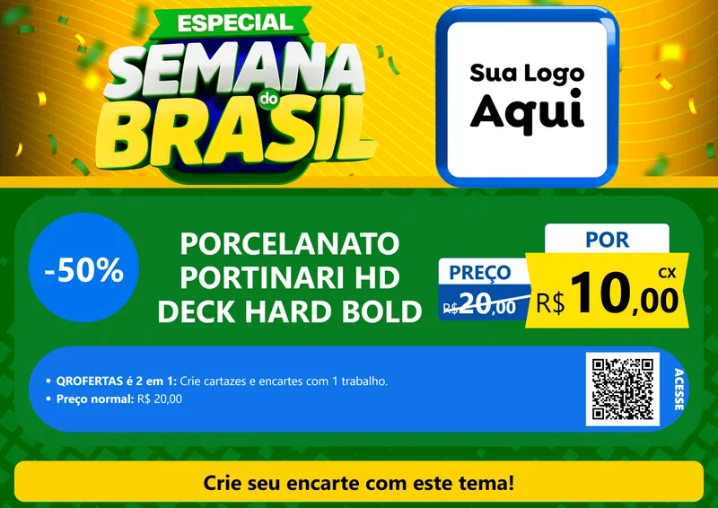 Modelo de Cartaz para Cartaz A4 Horizontal com o tema Especial Semana do Brasil para Pisos e revestimentos