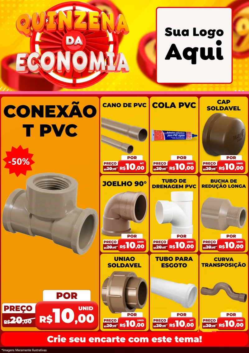 Modelo de Encarte para Encarte A4 Vertical com o tema Quinzena Da Economia para Tubos e conexões