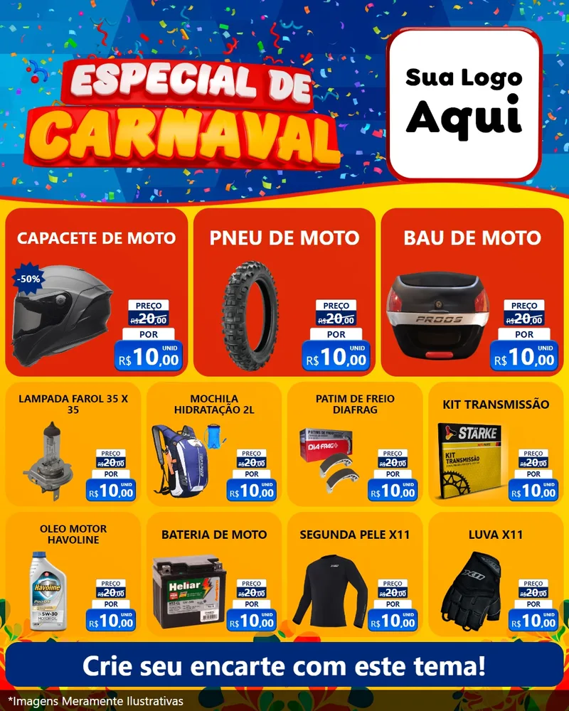 Modelo de Rede Social para Feed Instagram com o tema Especial de Carnaval para Moto peças