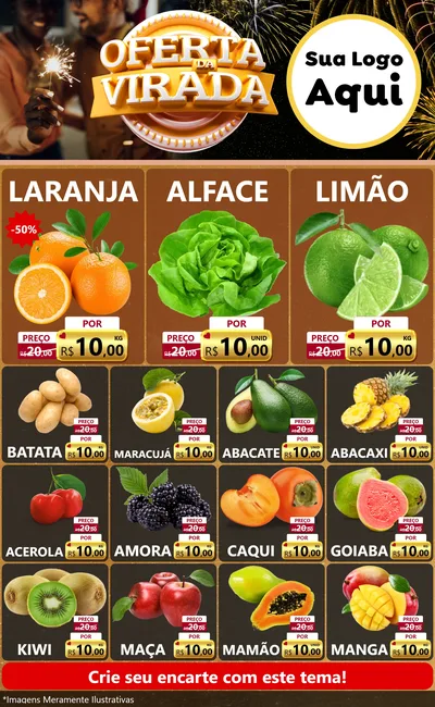 Modelo de Encarte para Encarte Grande com o tema Oferta da Virada para Hortifrúti