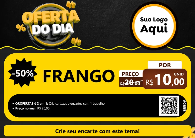 Modelo de Cartaz para Cartaz A4 Horizontal com o tema Oferta Do Dia para Assados