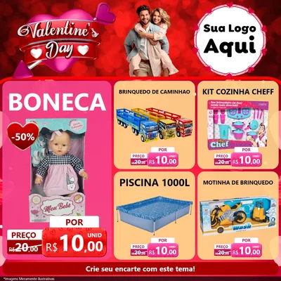 Modelo de Rede Social para Feed Facebook com o tema Valentine's Day para Brinquedos
