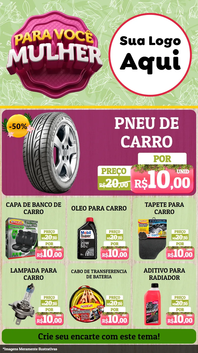 Modelo de Rede Social para Stories com o tema Para Você Mulher para Auto peças