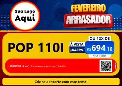Modelo de Cartaz para Cartaz A4 Horizontal com o tema Fevereiro Arrasador para Concessionaria de Motos