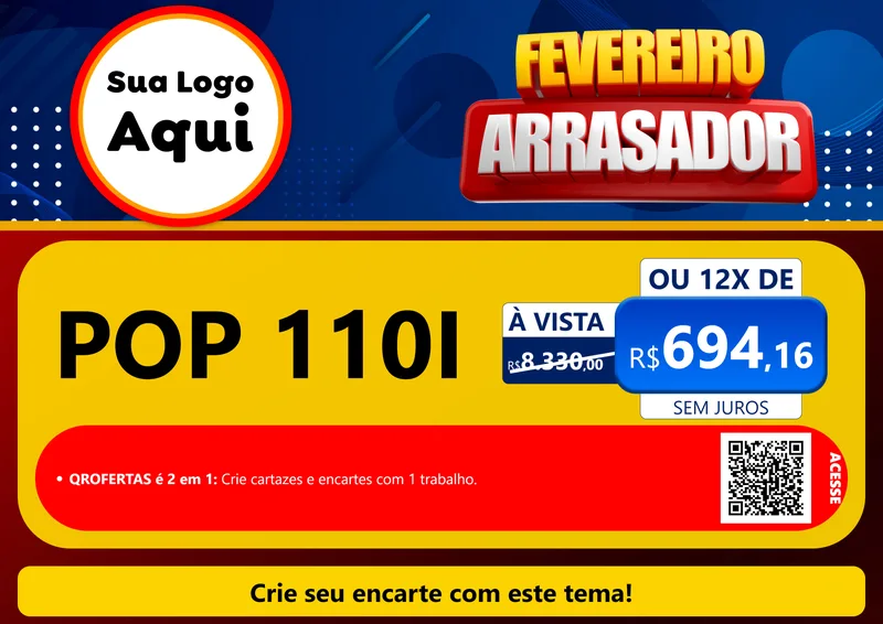 Modelo de Cartaz para Cartaz A4 Horizontal com o tema Fevereiro Arrasador para Concessionaria de Motos