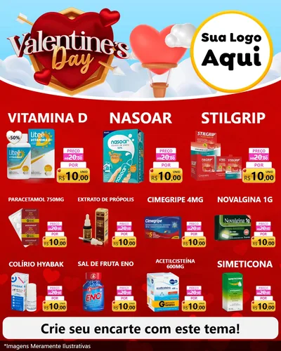 Modelo de Rede Social para Feed Instagram com o tema Valentine's Day para Farmácia