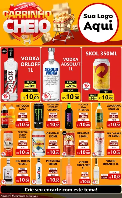 Modelo de Encarte para Encarte Grande com o tema Promoção carrinho cheio para Distribuidora de bebidas