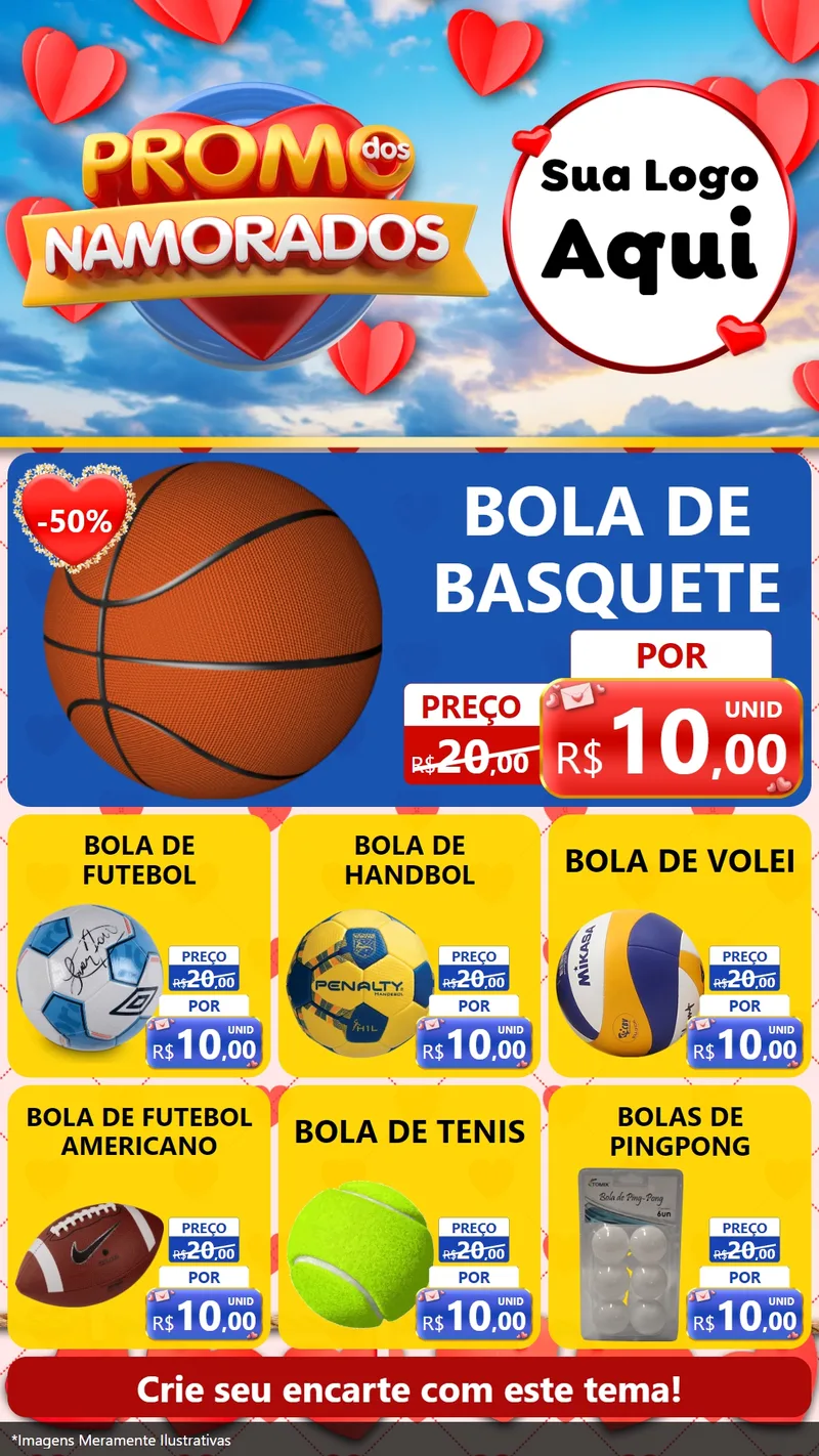 Modelo de Rede Social para Stories com o tema Promo dos Namorados para Artigos Esportivos
