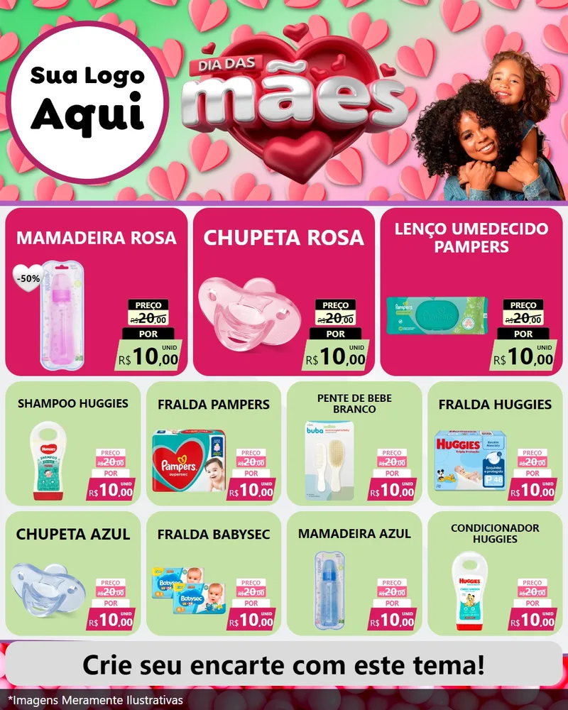 Modelo de Rede Social para Feed Instagram com o tema Dia das Mães para Bebês