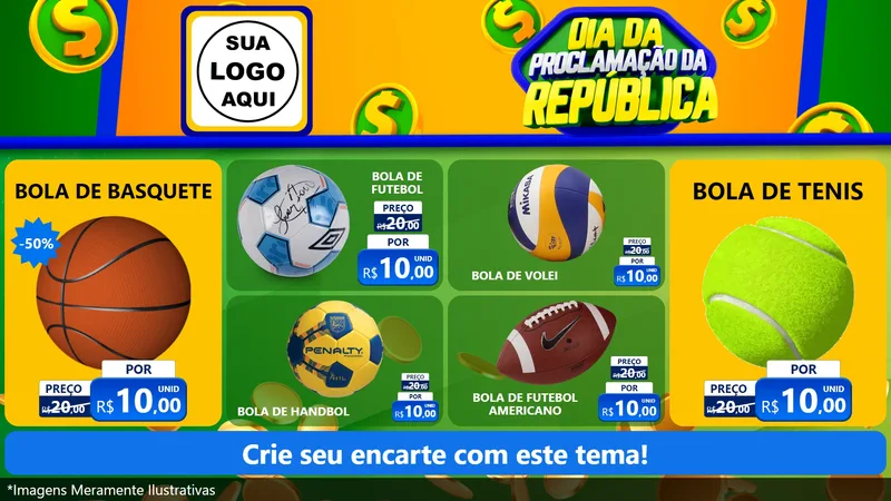 Modelo de TV para TV Horizontal com o tema Dia Da Proclamação da República para Artigos Esportivos