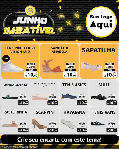 Modelo de Rede Social para Feed Instagram com o tema Junho Imbatível para Calçados