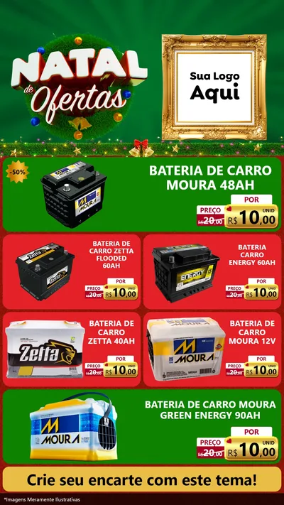 Modelo de TV para TV Vertical com o tema Natal de Ofertas para Baterias Elétricas