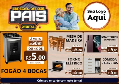 Modelo de Encarte para Encarte A4 Horizontal com o tema Especial Dia dos Pais para Móveis e Eletro